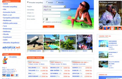 Na portalu www.adriatica.net korisnici mogu rezervirati smještaj ili avionsku kartu za bilo koju svjetsku destinaciju