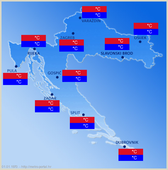 Prognoza 22.11.2024. - mapa Hrvatske